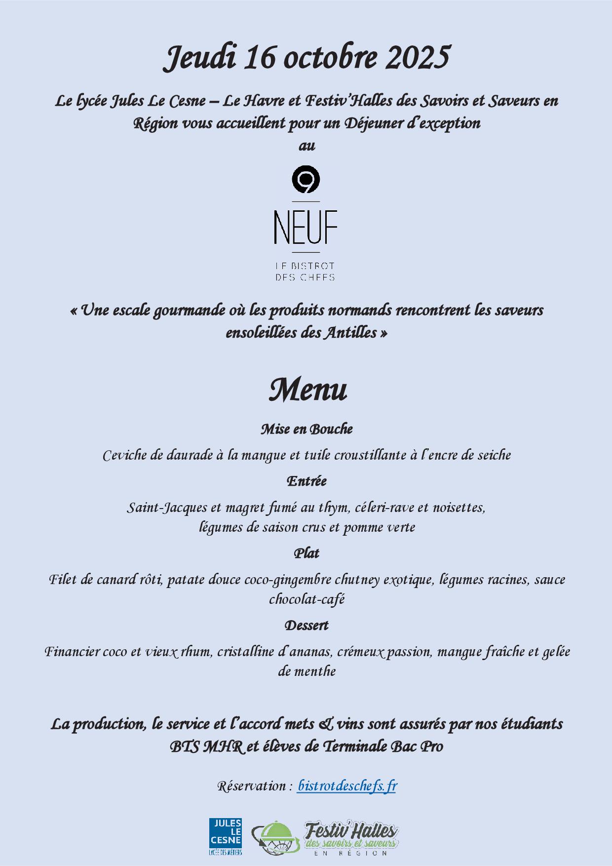 Déjeuner Bistrot des Chefs - Transat Café l'Or